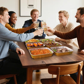 BondOnLum serving catering pan, ideal for parties and take-and-serve meals.