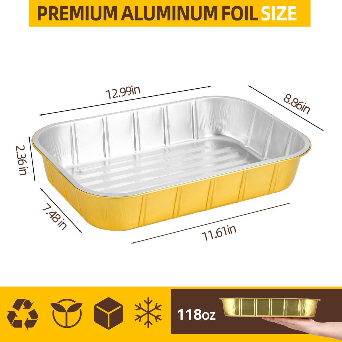 BondOnLum silver interior 9x13 pan, enhances presentation while cooking evenly.