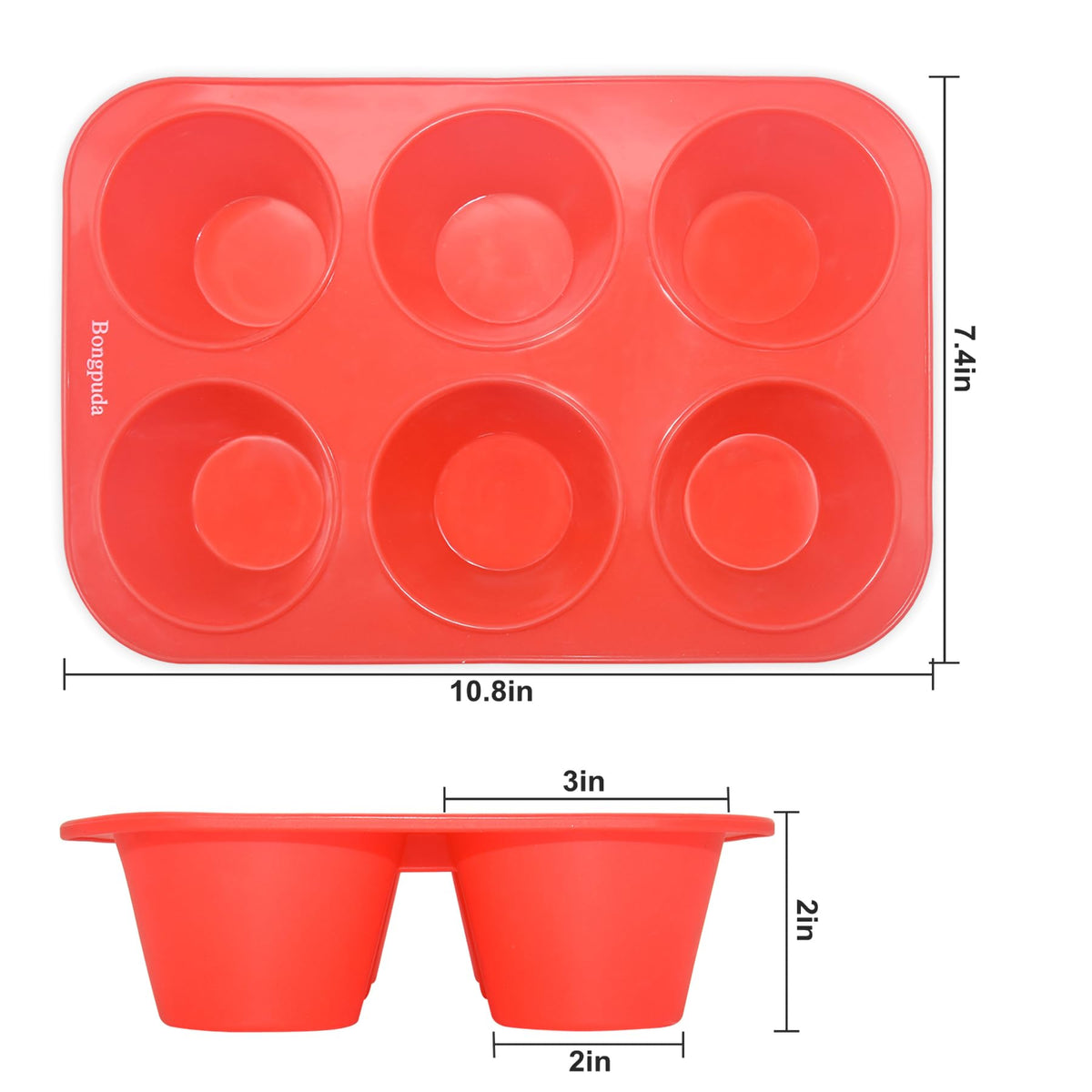 Close-up of Bongpuda 6-cup muffin cups interior with glossy non-stick surface.