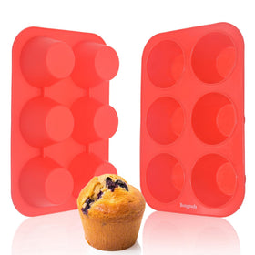 Bongpuda silicone large muffin pan 2-pack front view shows sturdy cups ready to bake.