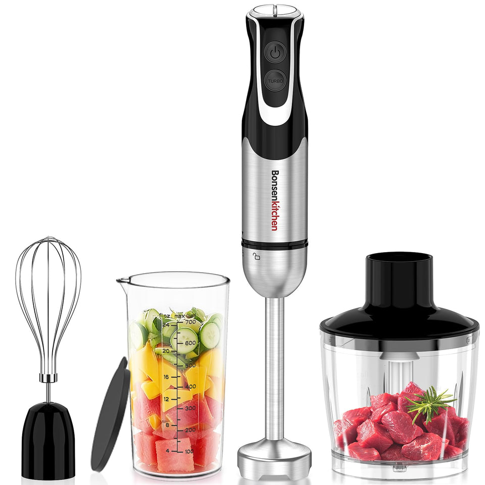 Bonsenkitchen 4-in-1 immersion blender set for versatile kitchen tasks.