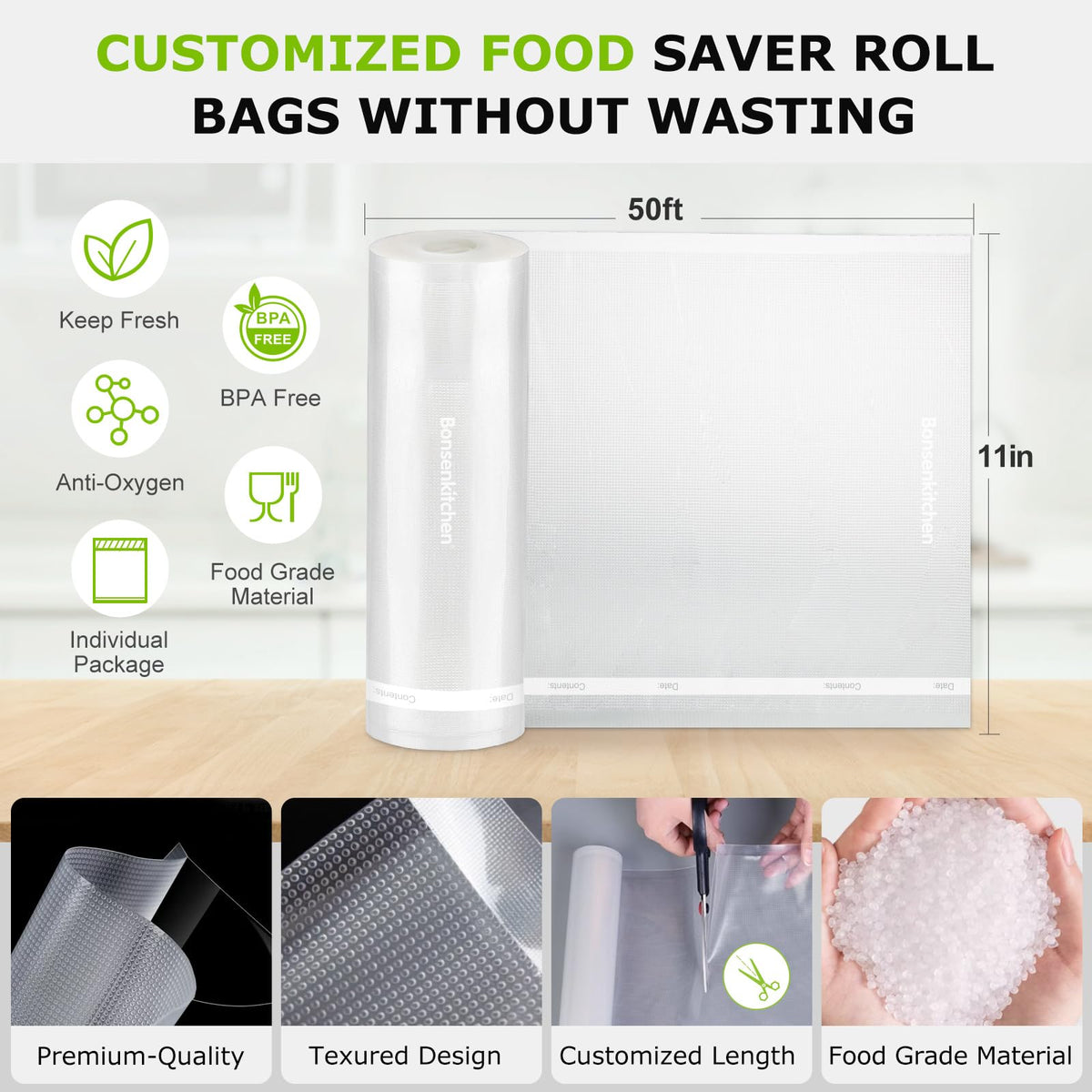 Bonsenkitchen bags for fridge and freezer storage keep contents organized and preserved.