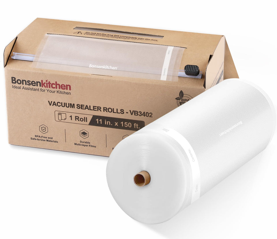 Bonsenkitchen bags roll 11in x 150ft for precise sizing and extended storage.