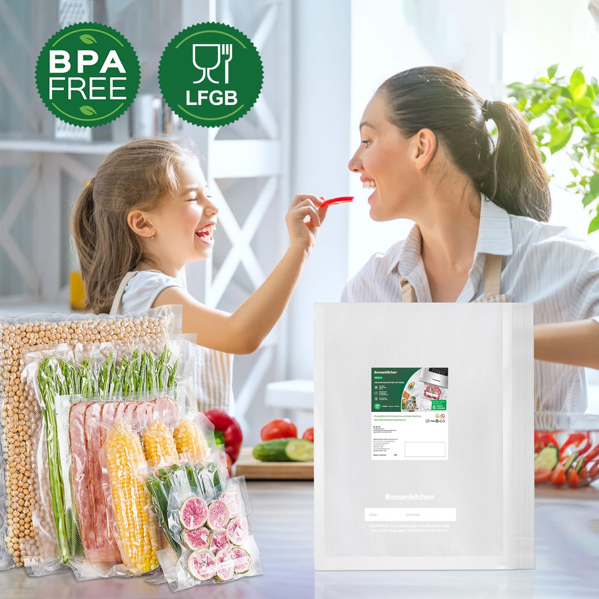 Bonsenkitchen bulk meal prep bags simplify portioning and planning.