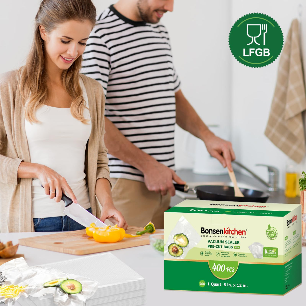 Bonsenkitchen commercial-grade vacuum bags for long-term storage