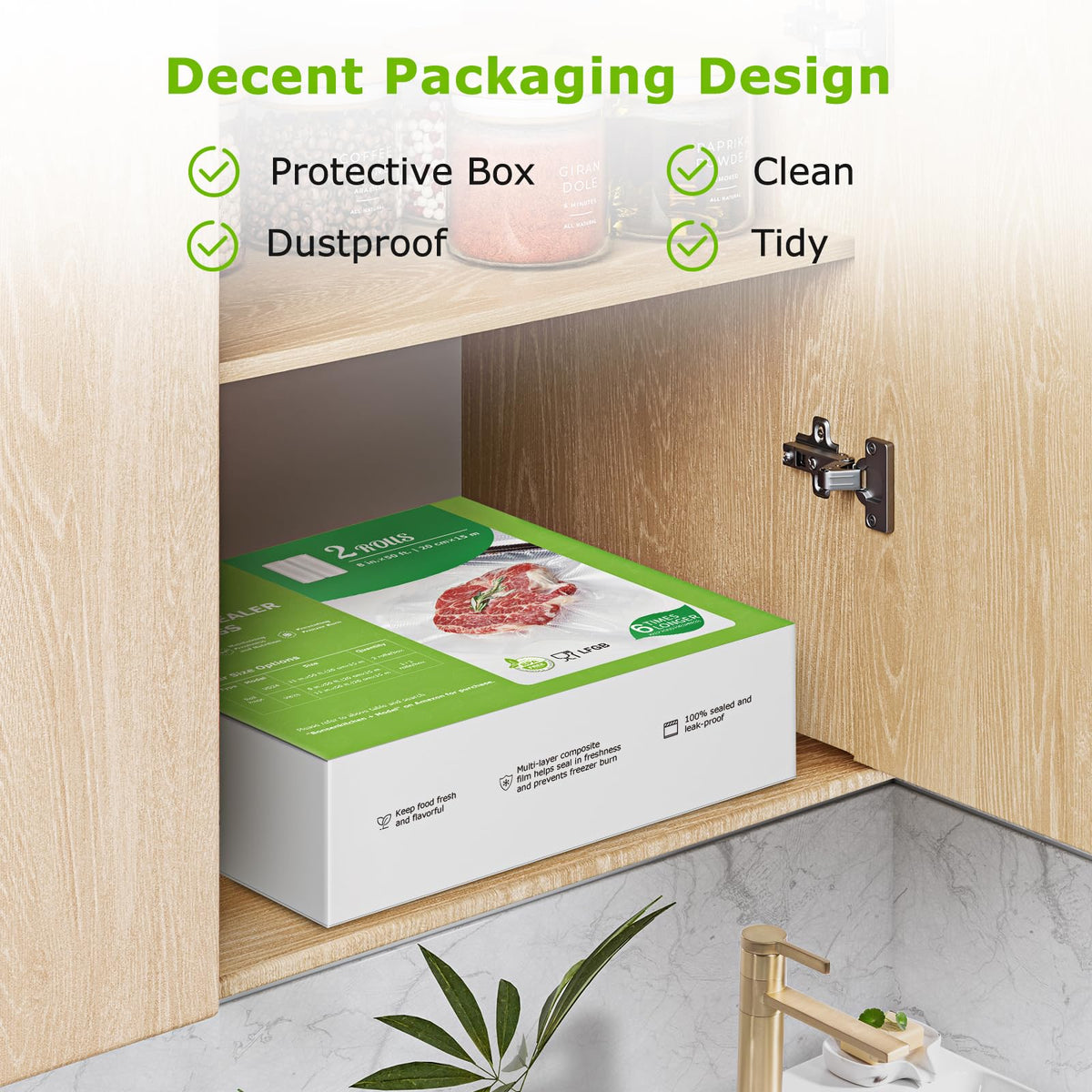 Bonsenkitchen bags feature deep air channels for reliable moisture retention.