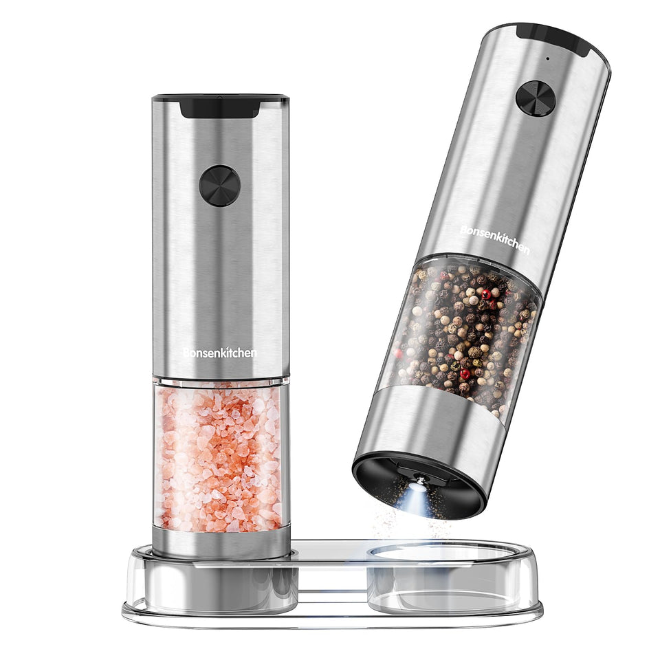 Bonsenkitchen electric grinder set front view for precise seasoning on demand