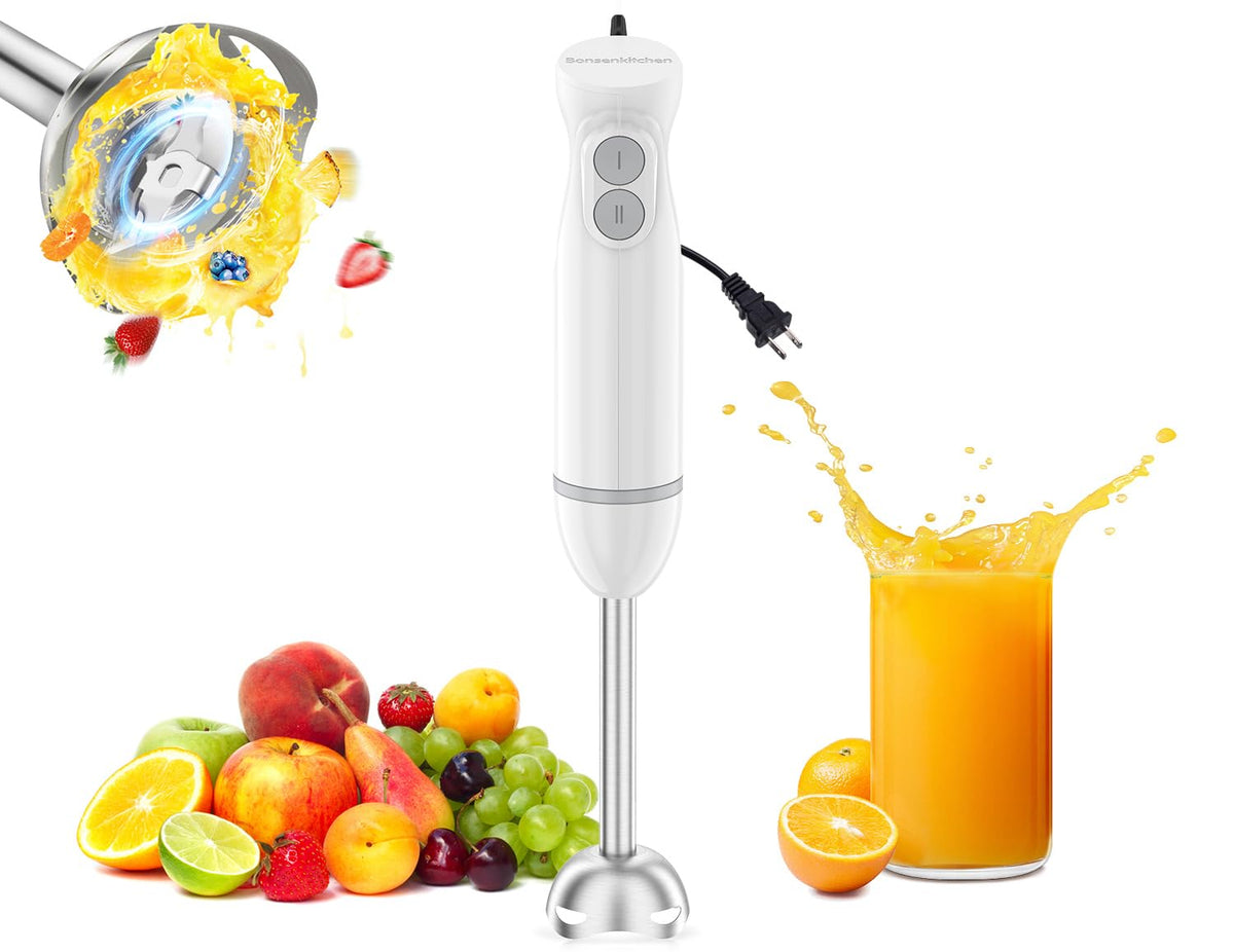 Bonsenkitchen hand blender with ergonomic handle for comfortable blending in soups