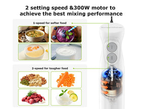 Bonsenkitchen hand blender with four blades for smooth sauces and soups