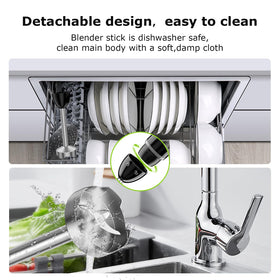 Bonsenkitchen hand blender enables quick blends for soups and smoothies.