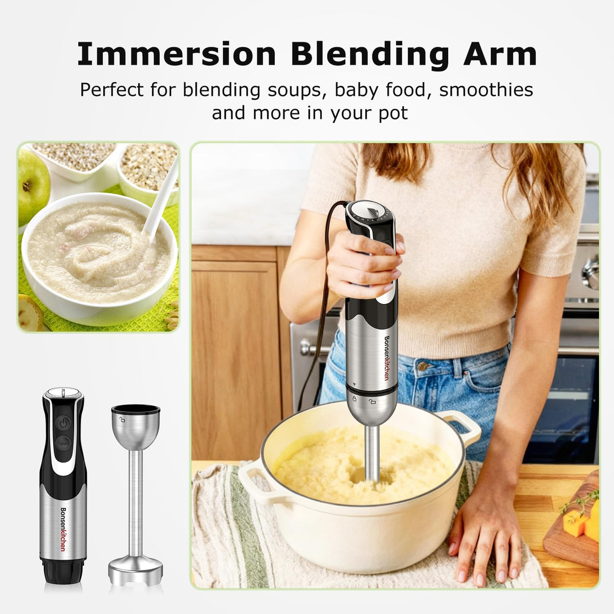 Bonsenkitchen ergonomic handle reduces fatigue during long blending sessions.