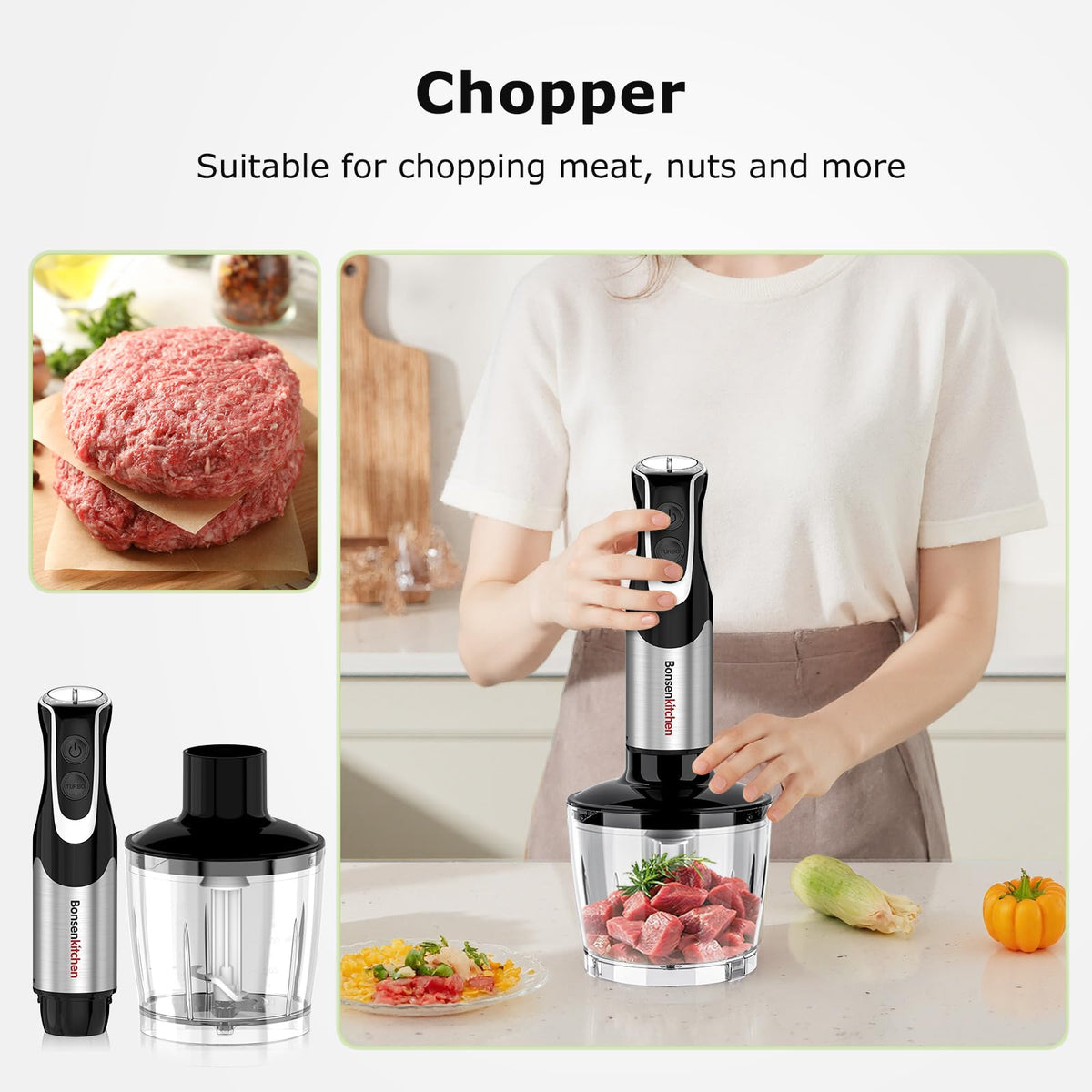 Bonsenkitchen attachments detach for easy cleanup and storage.