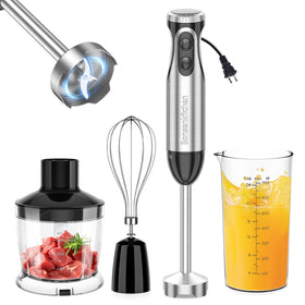 Bonsenkitchen immersion blender handheld in action for silky soups and smoothies.