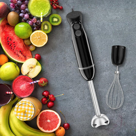 Hands-on shot of Bonsenkitchen immersion blender in action for fast sauce prep.