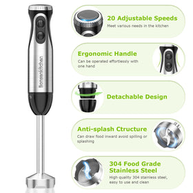 Bonsenkitchen immersion blender turbo boost for quick ice crushing