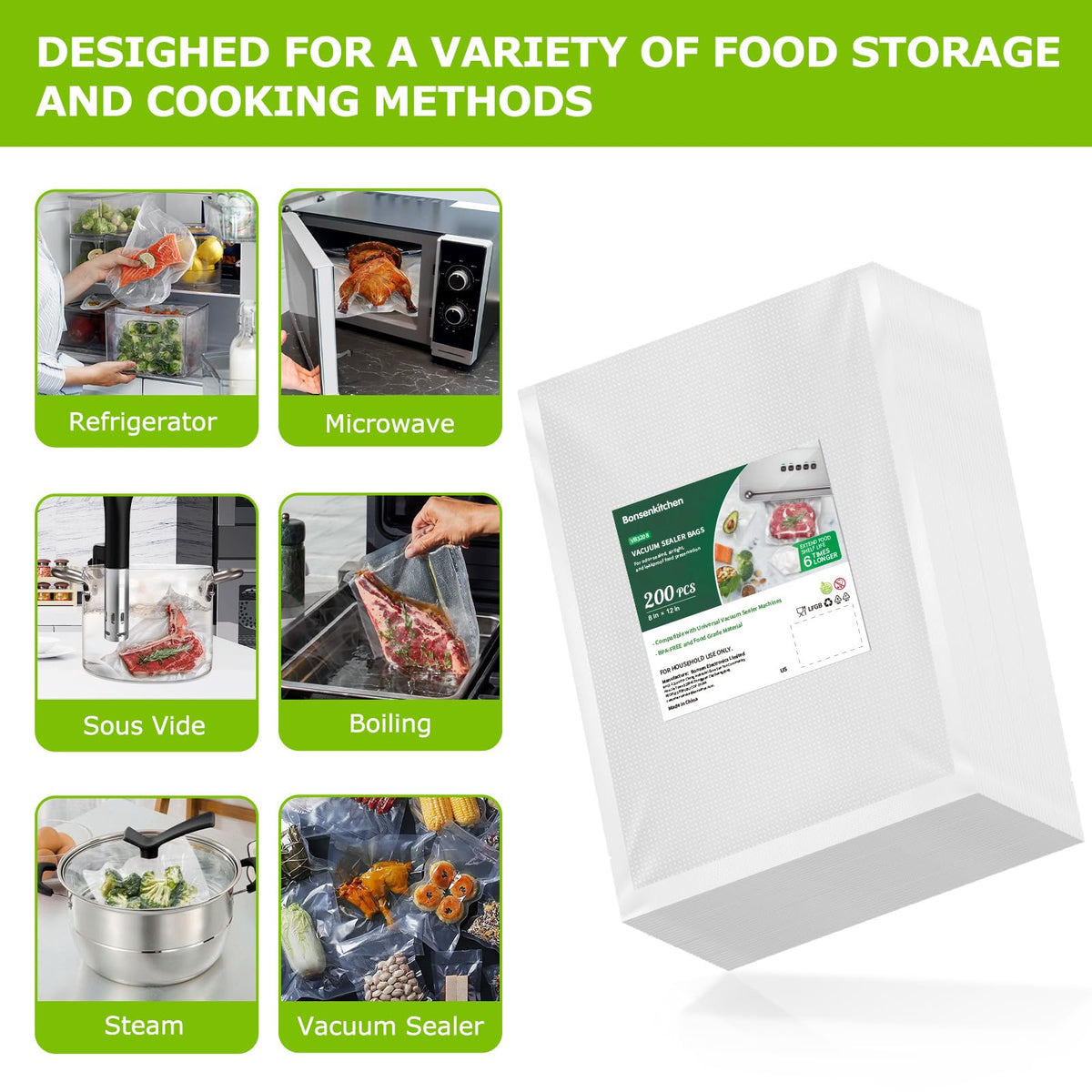 Bonsenkitchen bags are microwave and freezer safe for quick meal prep
