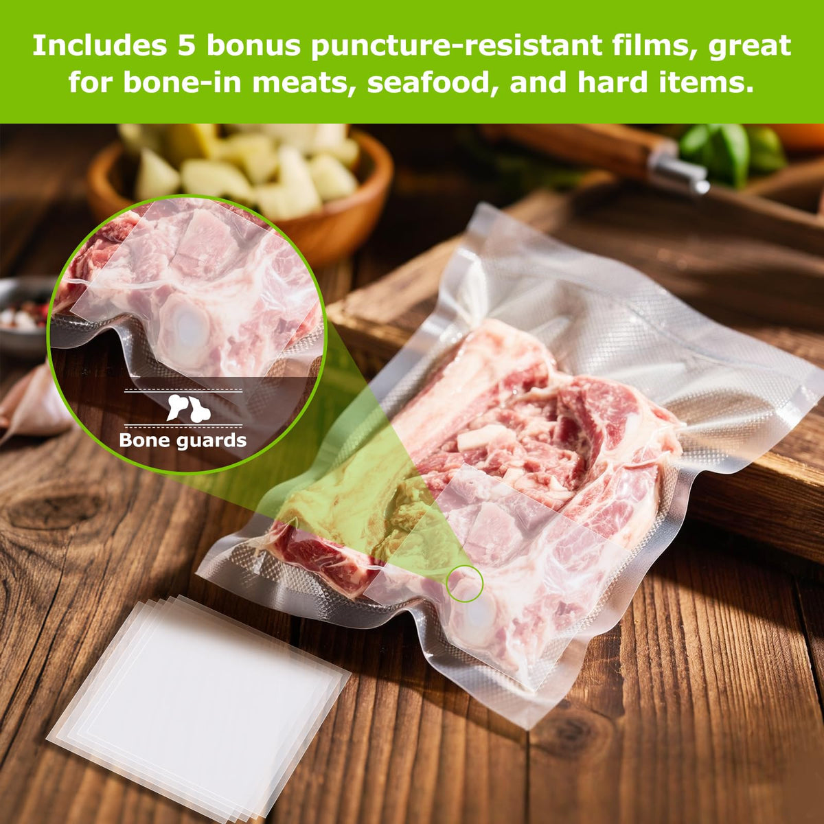 Bonsenkitchen microwave safe vacuum bag for quick reheating and storage.