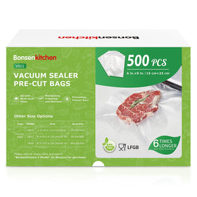Bonsenkitchen precut vacuum bag 6x9 open for quick meal prep