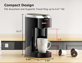 Bonsenkitchen removable drip tray supports 6.6-inch travel mugs.