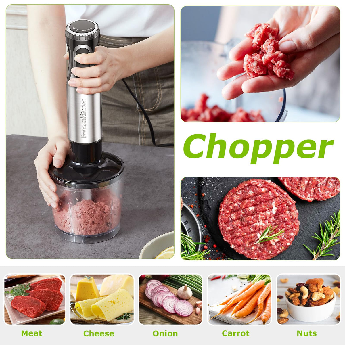 Bonsenkitchen stainless steel blade delivers durable blending performance.