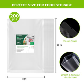 Bonsenkitchen textured embossed bags ensure a strong seal and reduce freezer burn