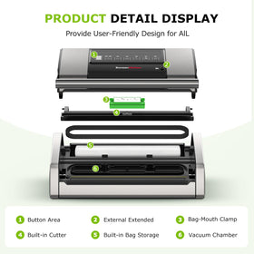 Bonsenkitchen vacuum sealer accessories included, including roll bags and pre-cut bags.