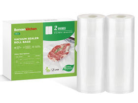 Bonsenkitchen vacuum sealer bags roll for 8x50 ft storage, extending freshness.