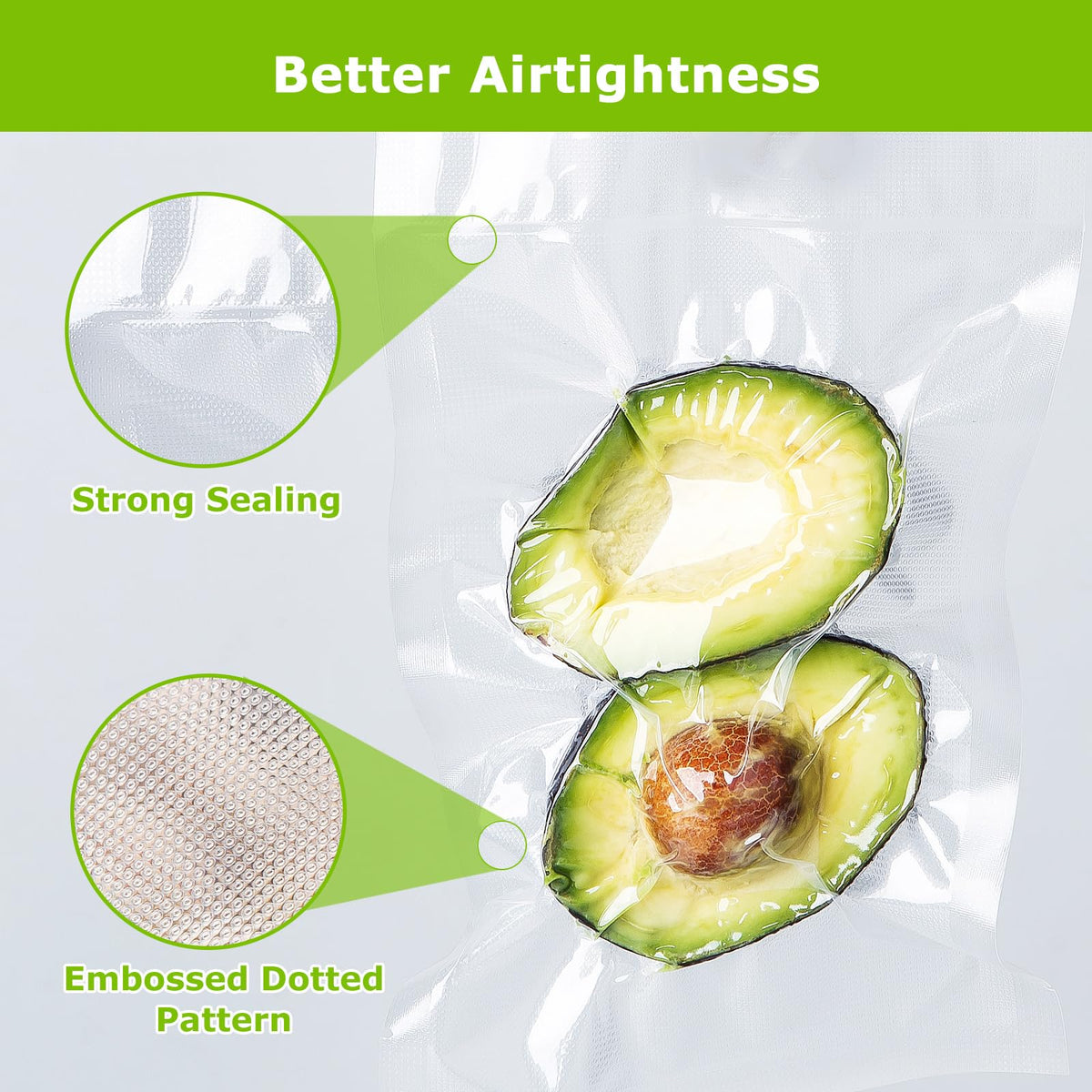 Bonsenkitchen bags with deep air channels for stronger seals and freshness