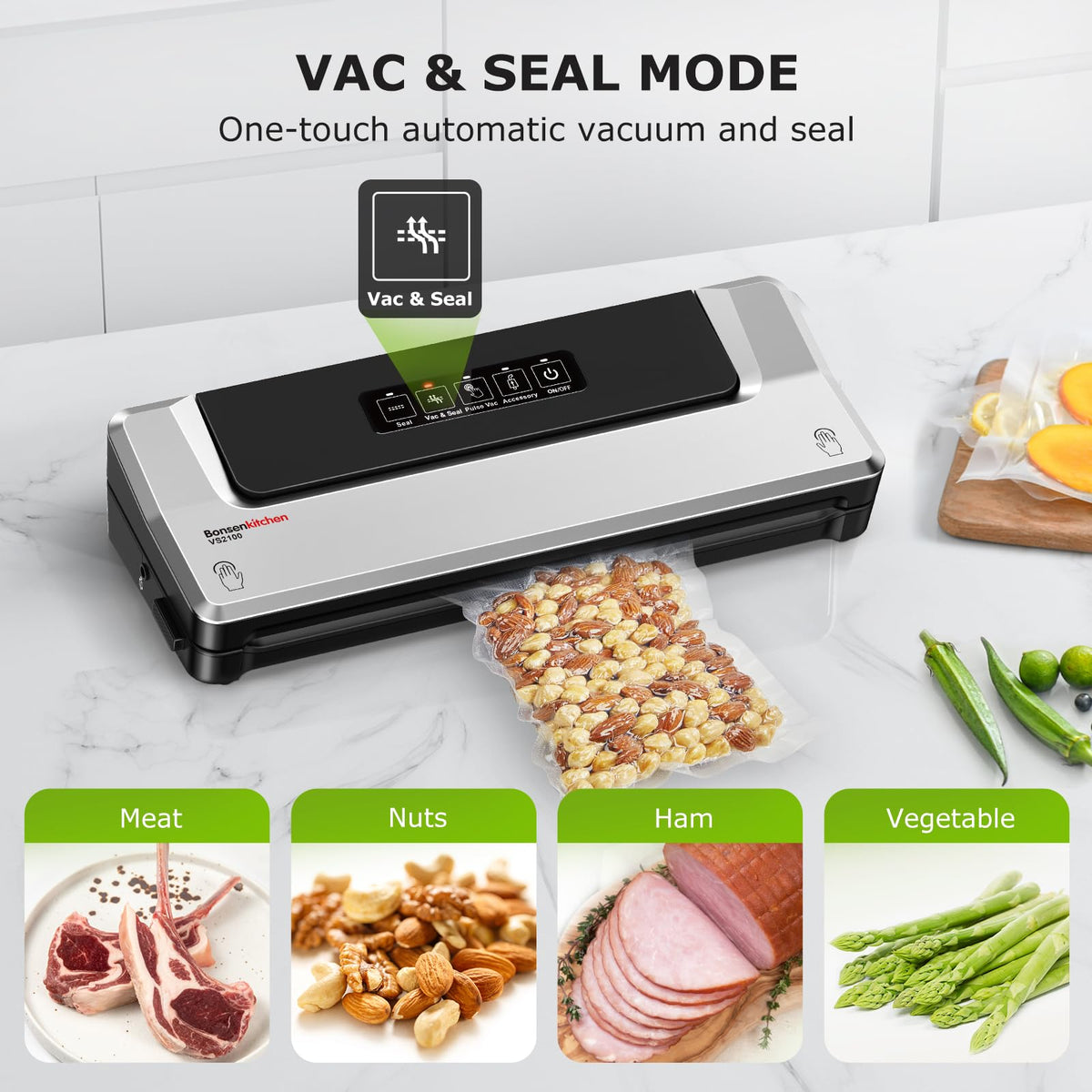Bonsenkitchen vacuum sealer compact dimensions fit in drawers for easy kitchen organization.