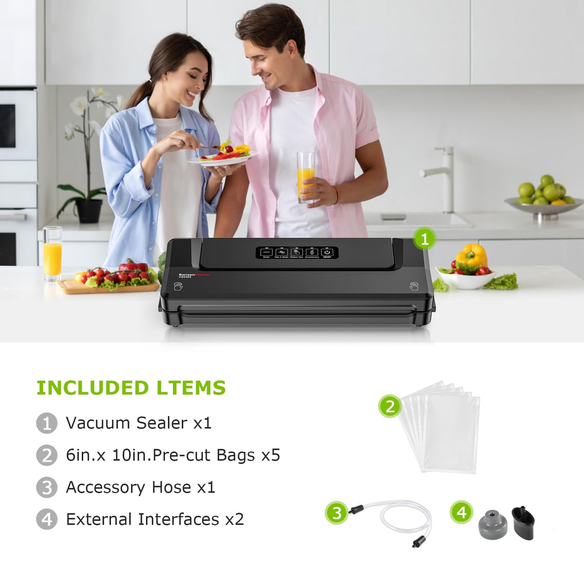 Bonsenkitchen vacuum sealer control panel with 4 mode options