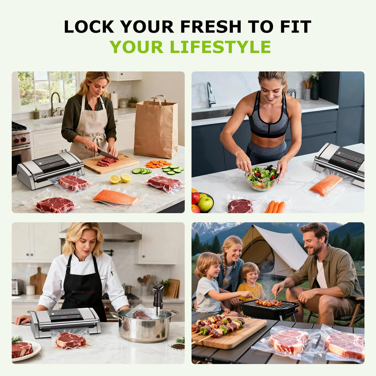 Bonsenkitchen vacuum sealer ideal for sous vide and meal prep.