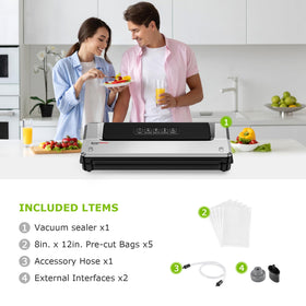 Bonsenkitchen vacuum sealer front ports with external system for convenient jar and bag use.