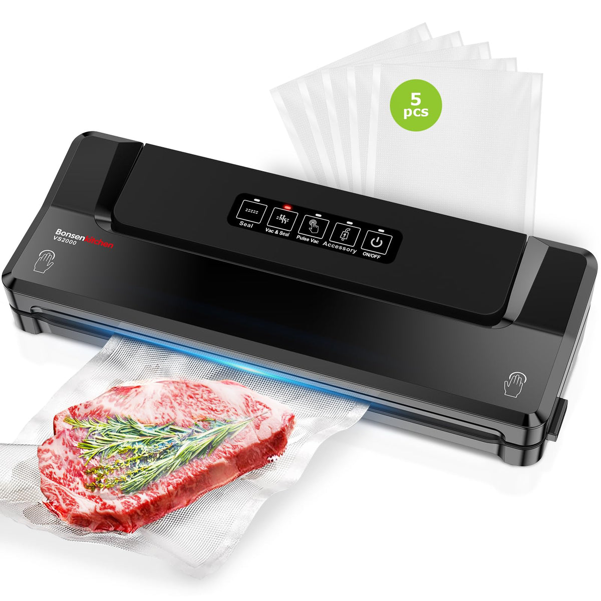 Bonsenkitchen vacuum sealer front view showing compact design and performance