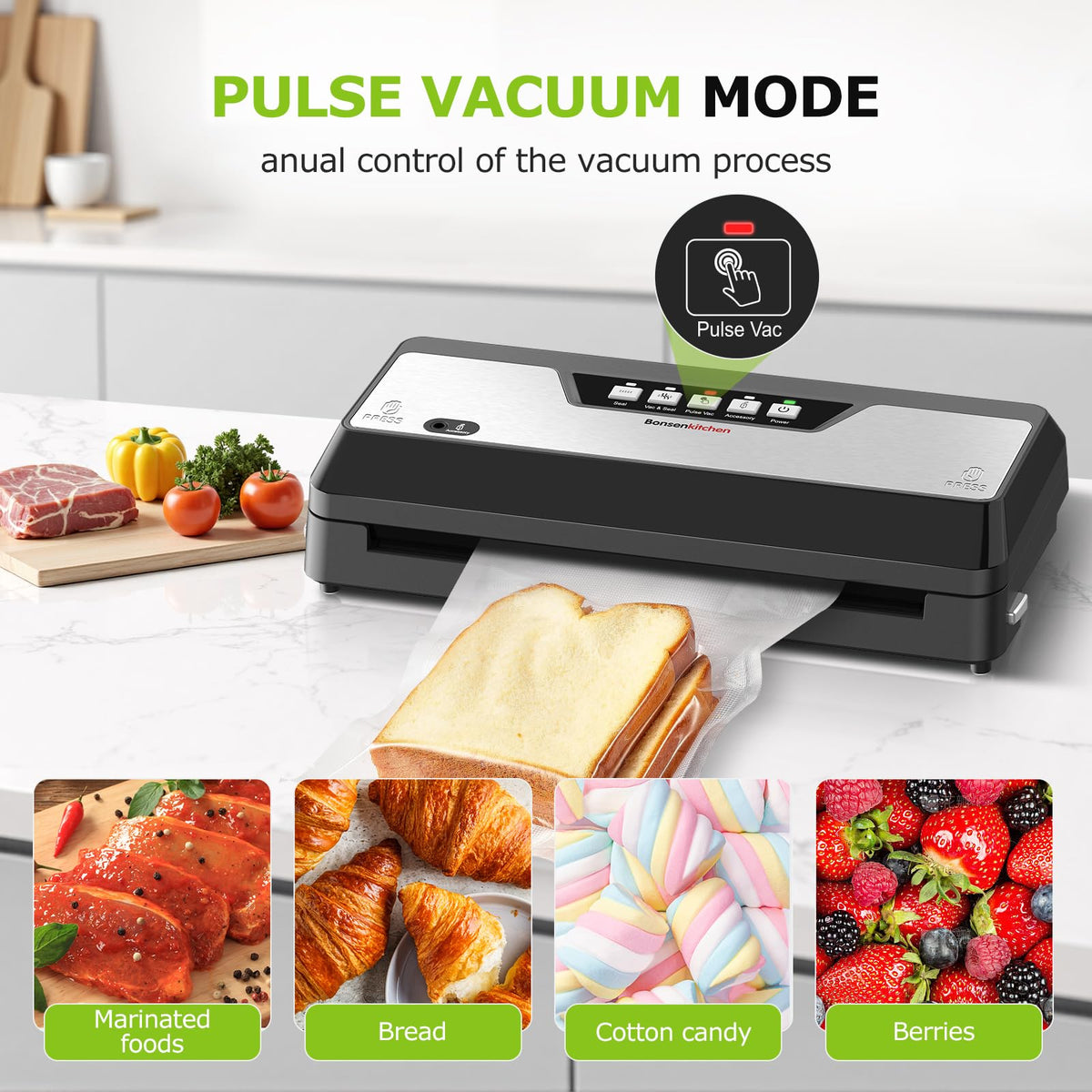 Bonsenkitchen vacuum sealer for meal prep and bulk storage efficiency