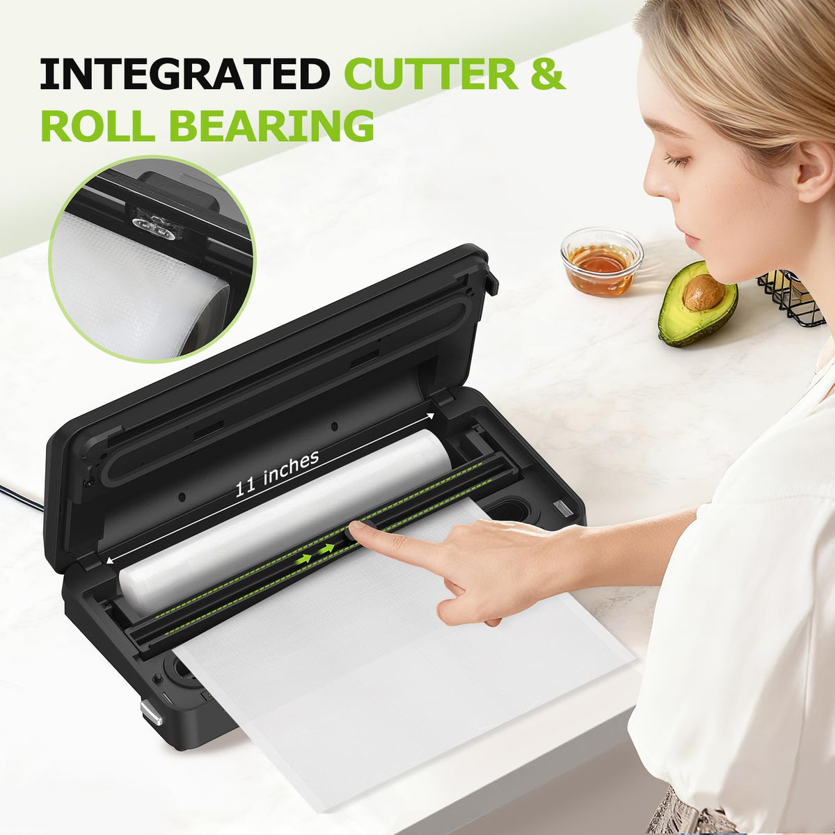 Bonsenkitchen vacuum sealer pulse-vac-mode enables gentle sealing for soft or delicate foods