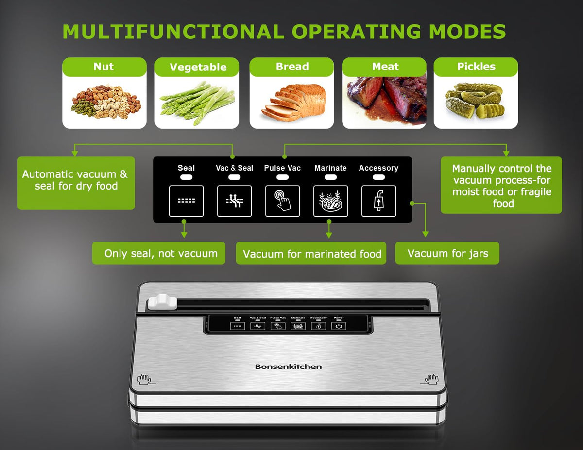 Bonsenkitchen vacuum sealer roll compartment demonstrates roll storage and easy maintenance.