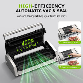 Bonsenkitchen vacuum sealer roll storage slot keeps rolls organized for fast setup.