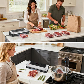 Bonsenkitchen vacuum sealer silver finish in a modern kitchen setting for sleek appeal.