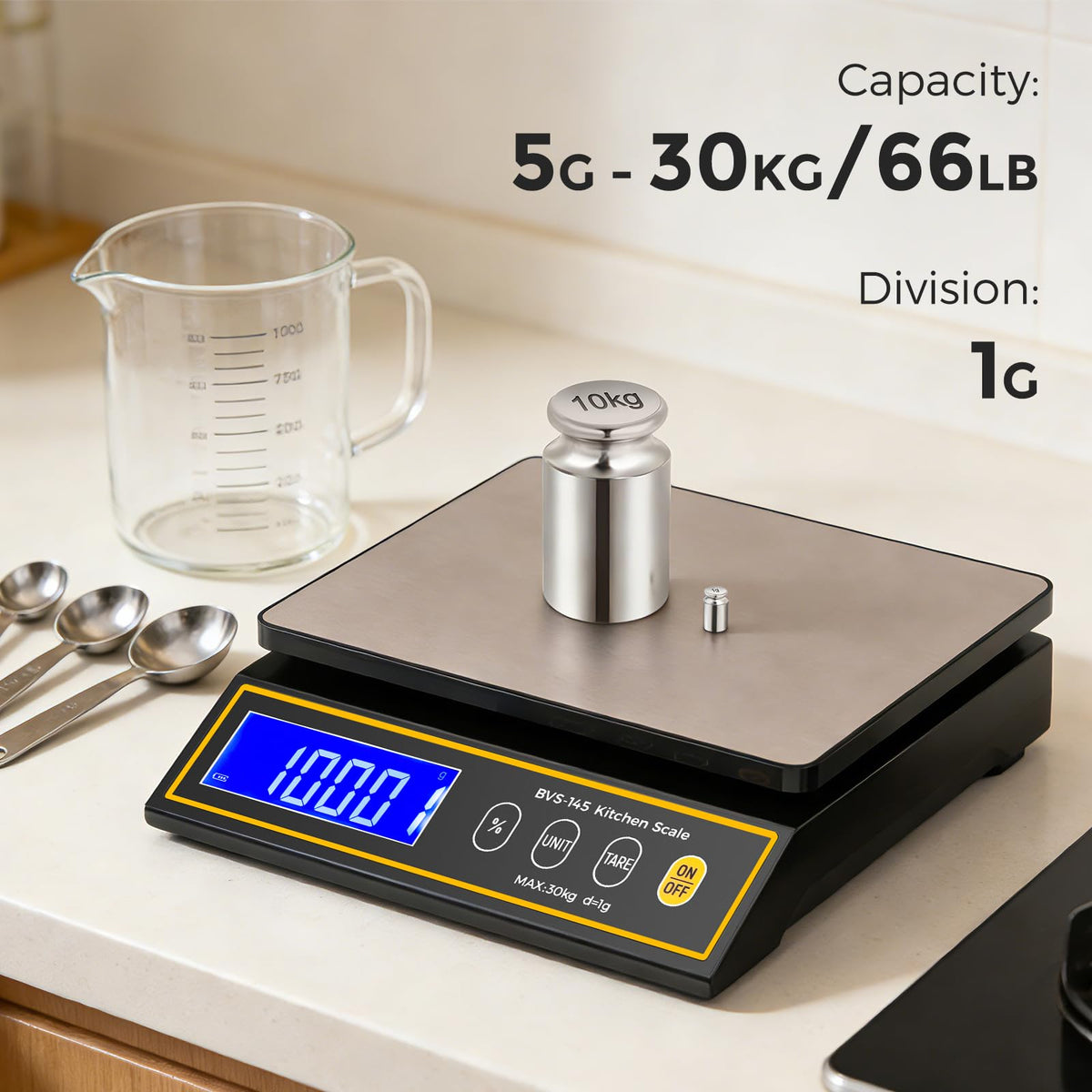 Bonvoisin baking scale percentage function for accurate recipe ratios.