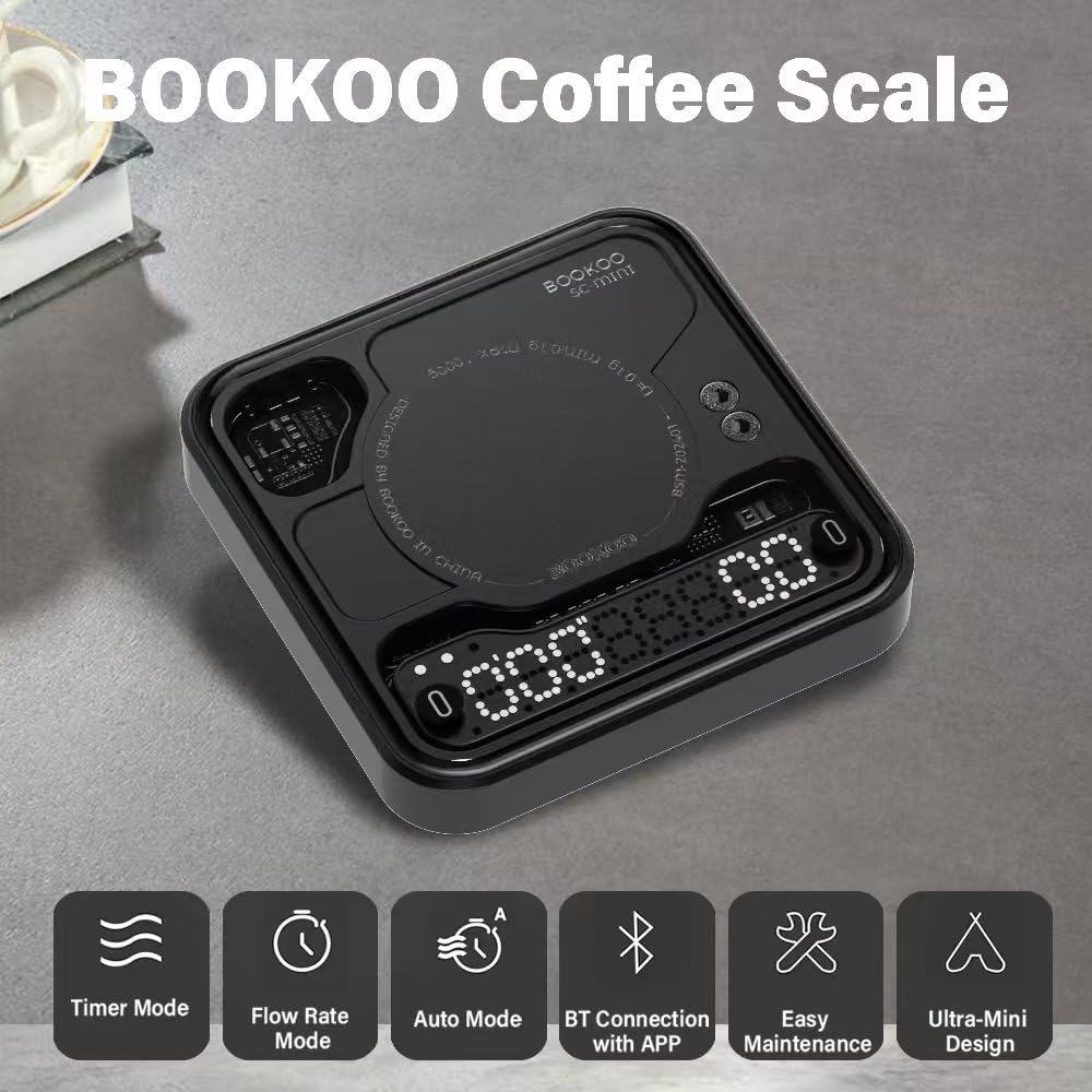 BOOKOO Coffee Scale automatic mode guides extraction with auto timing.