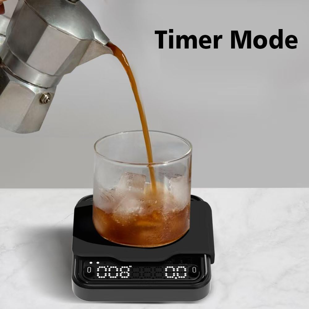 BOOKOO Coffee Scale LED touchscreen offers quick control and readability.