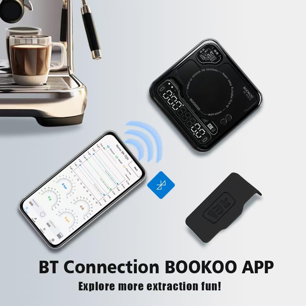 BOOKOO Coffee Scale slim mini design fits crowded drip trays.