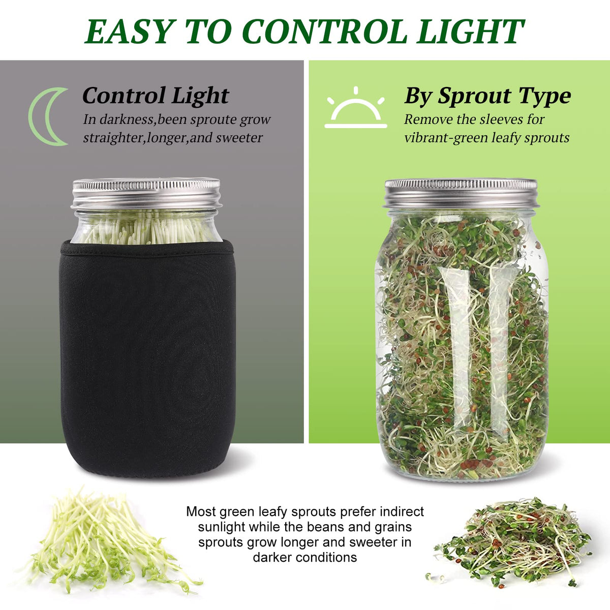 Boombamo blackout sleeves protecting sprouts from unwanted light.