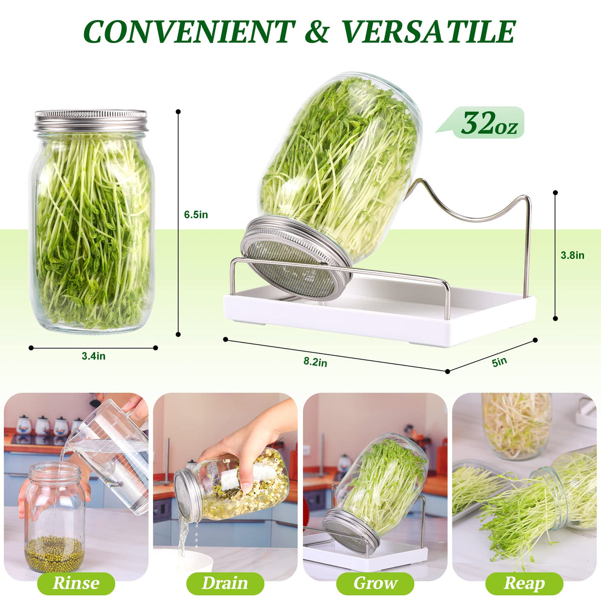Boombamo screen sprout lid enabling efficient drainage and air circulation.