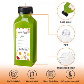 Boomiboo clear juice bottle fridge view demonstrates durable, freezer-friendly packaging for freshness.