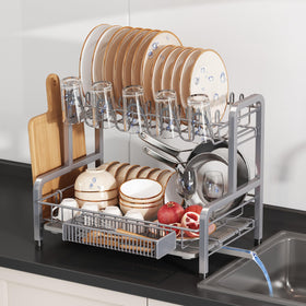BOOSINY 2-tier dish drainer on vertical rack saving counter space