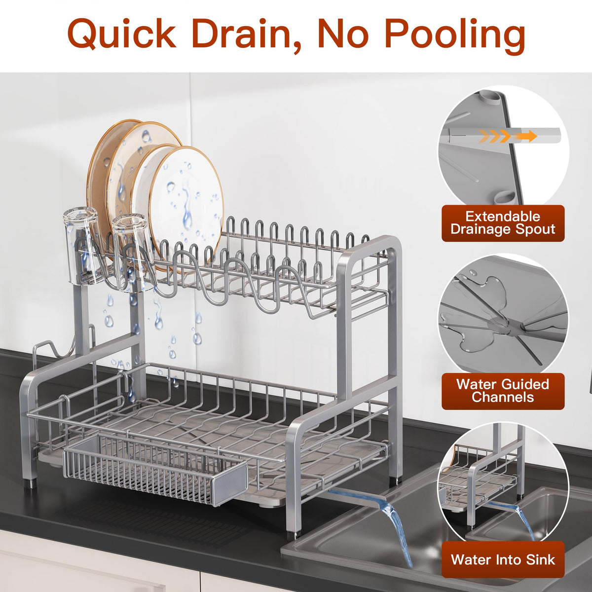 BOOSINY utensil holder and cup racks prevent clinking