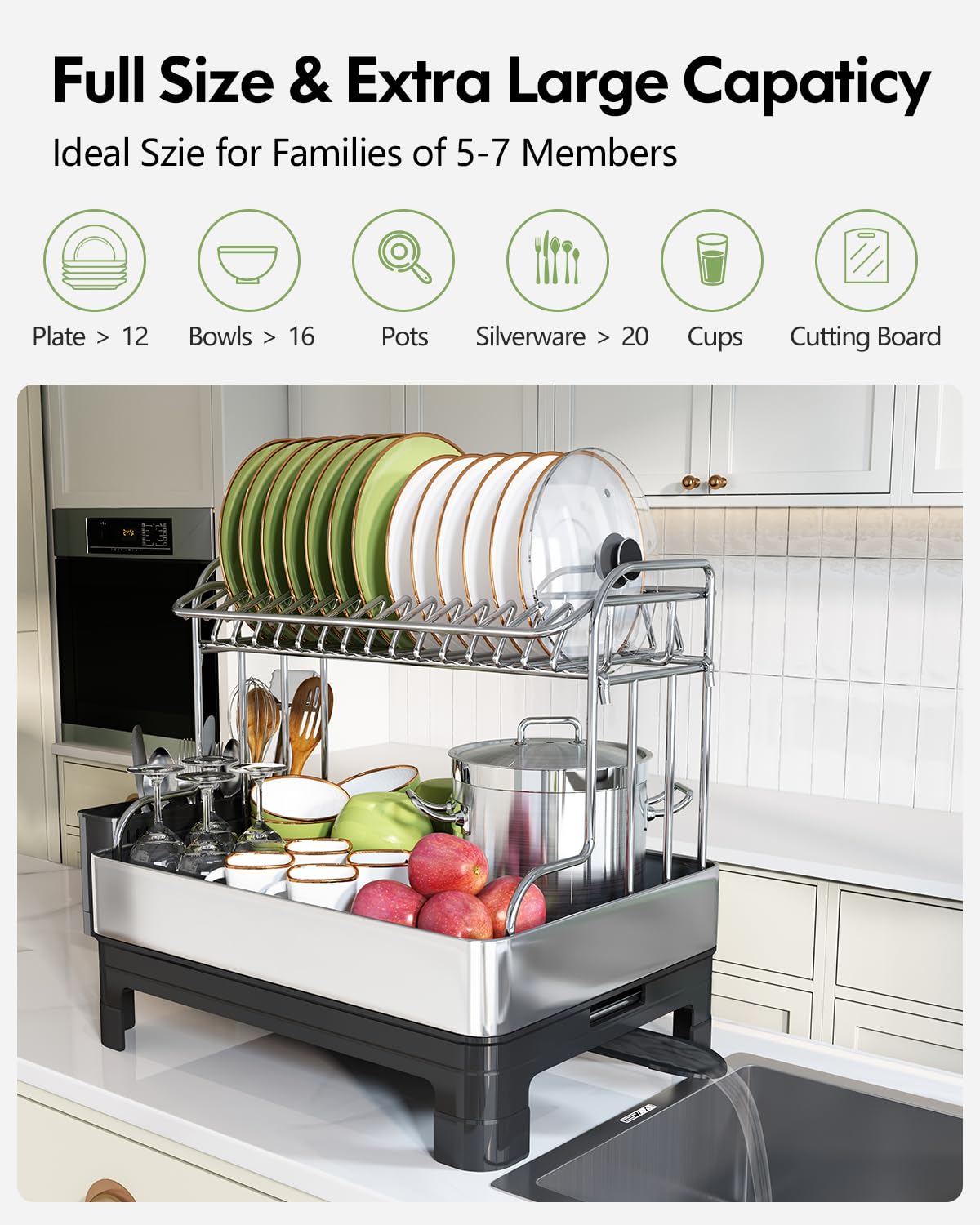 BOOSINY heavy-duty rack supports large pots and pans without sagging