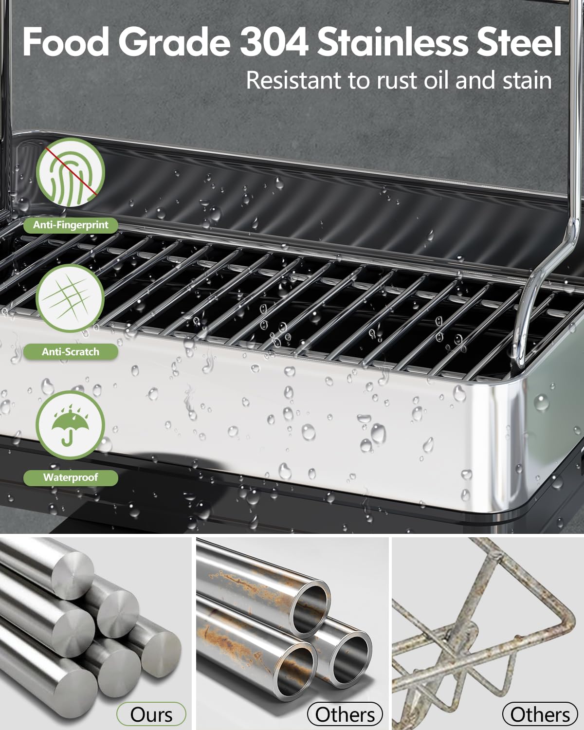 BOOSINY stainless steel dish rack on kitchen counter for organized drying