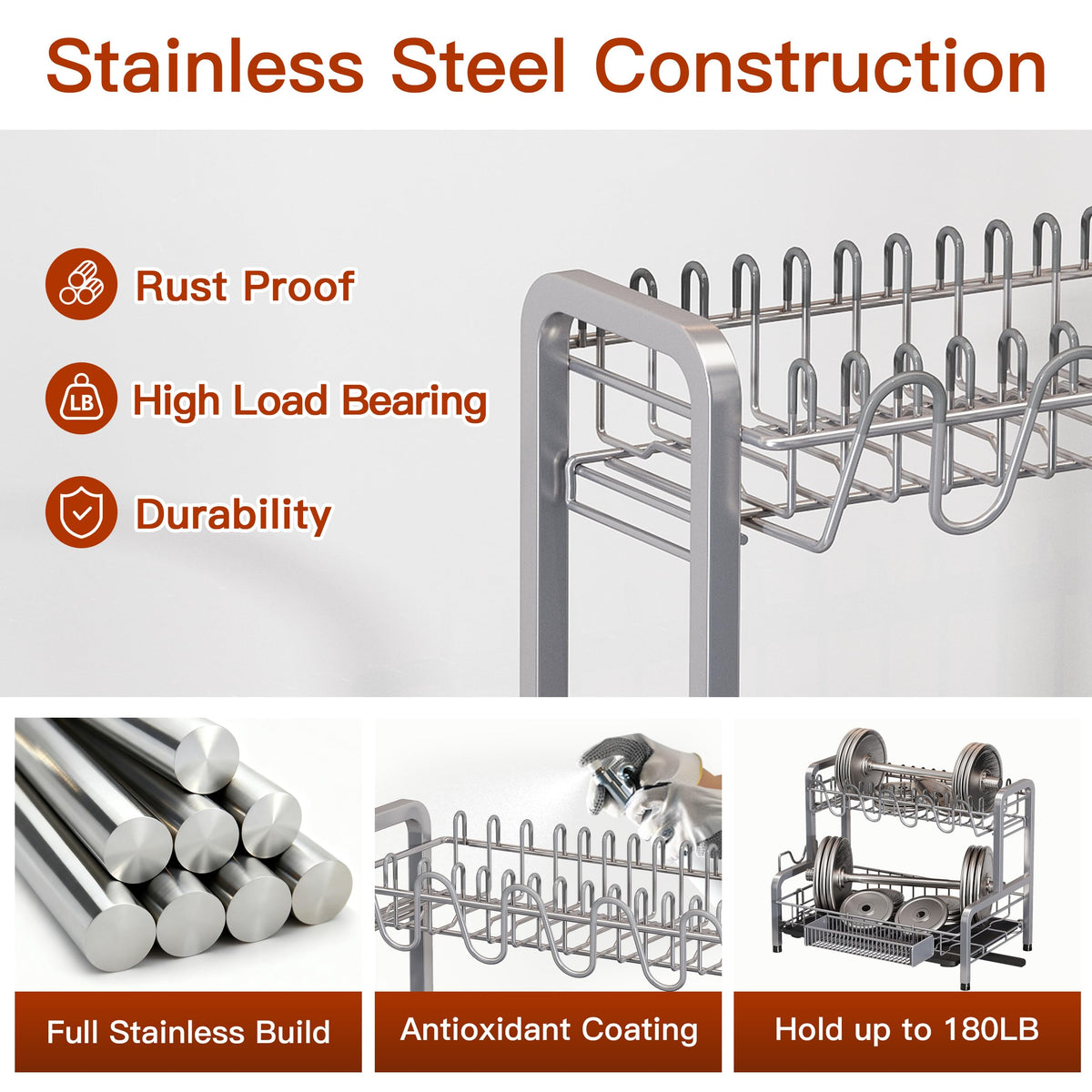 BOOSINY non-slip base keeps rack stable on countertops
